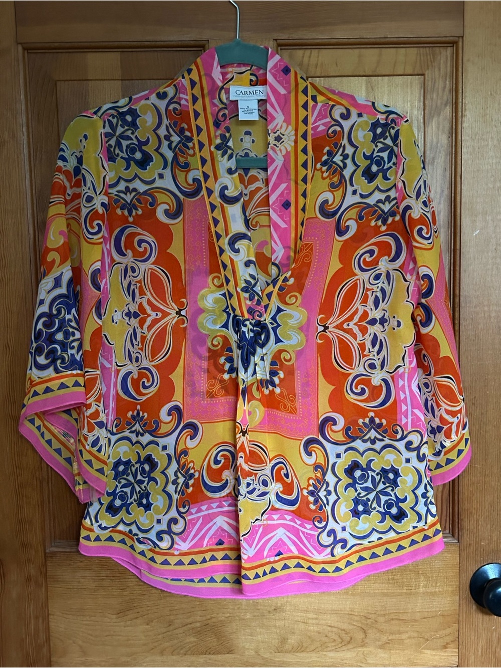 Carmen Marc Valvo Sheer Tunic Top Size S